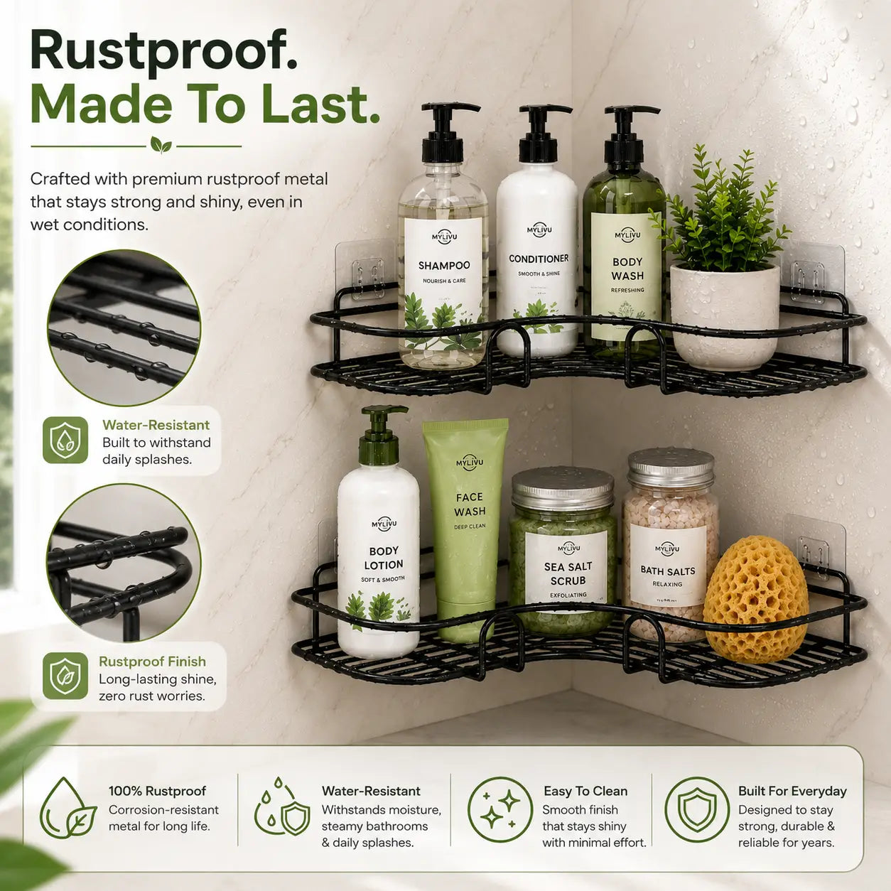 MyLivu™ - Corner Bathroom Organizer