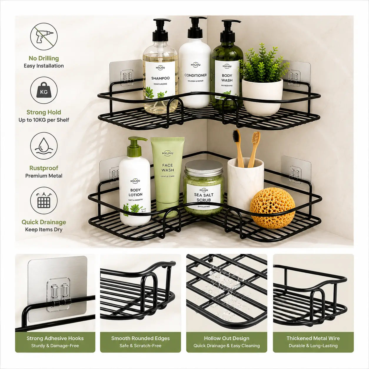 MyLivu™ - Corner Bathroom Organizer